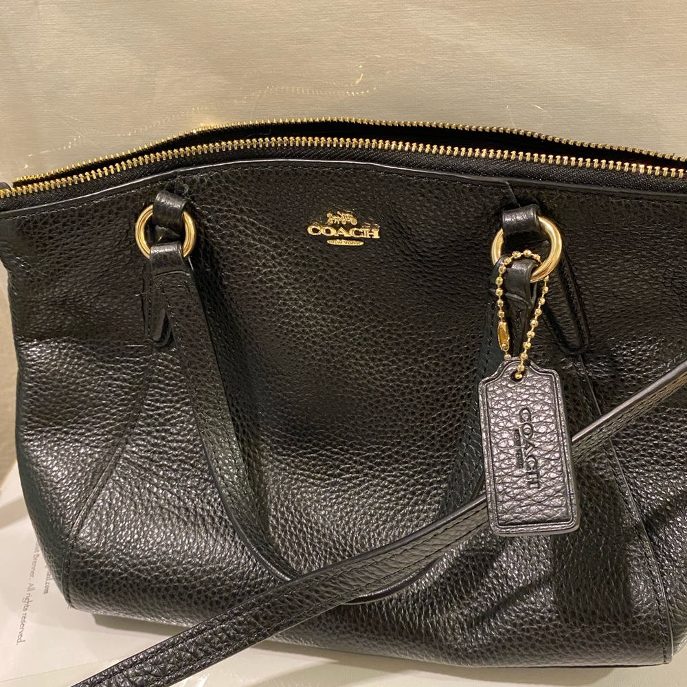 Coach Black Pebbled Leather Shoulder Bag